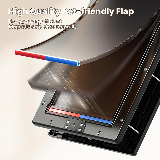 3-Flap Plastic Extra Large Dog Door for Door, Pets Up to 220 LB | Never Rust, Durable Plastic Frame, Insulated Flap, Energy Saving, Magnetic Seal, Windproof & Dustproof, Closing Panel