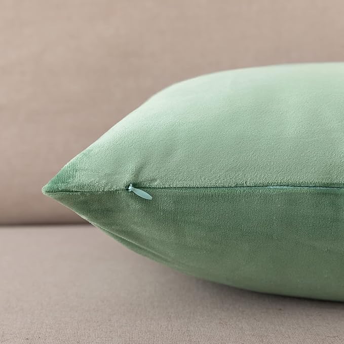 NiNi ALL SageGreen Velvet Throw Pillow Covers 28x28 Pack of 2 Decorative | Couch Soft Solid Boho Cushion Squar Pillow Cases for Chair Sofa Bedroom Farmhouse Living room Modern Luxury Home Christmas