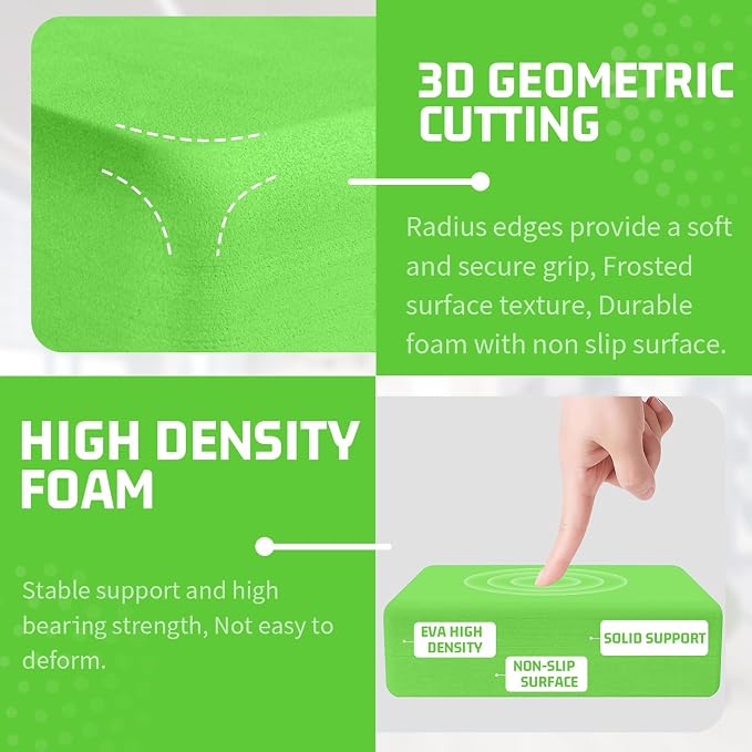 Yoga Blocks 2 Pack 3x6x9IN Foam Block Supportive Latex-Free with Rounded Edges, Non-Slip Exercise Blocks for Pilates, Meditation, Balance, Stretching and Deep Poses