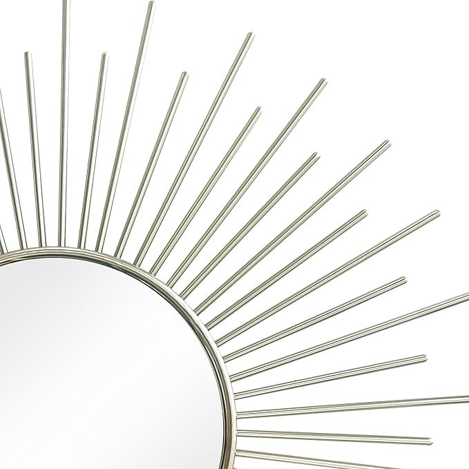 3 Pack Metal Mirrors for Wall Sunburst Wall Mirrors Home Décor Decorative Hanging Wall Art for Living Room Bedroom Entryway (Silver2, Sunburst)