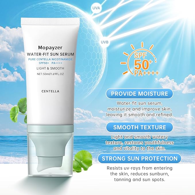 Centella Sunscreen SPF 50, Sunscreen for Face, Water Resistant Strong UV Protection No White Cast, Centella Madagascar Face Suntan Lotion Oil Free Korean Skincare(Green 1)