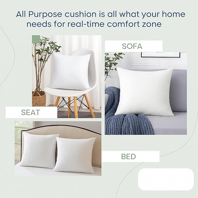 LANE LINEN 12x20 Pillow Insert - Pack of 2 White Decorative Pillows for Sofa Bed, Fluffy Pillow Inserts for Cushion Covers, Bed, Couch Pillows for Living Room | Minimalist Inserts For Lumbar Back Support - Machine Washable, Ultra-Soft 120 GSM Fabric, F...