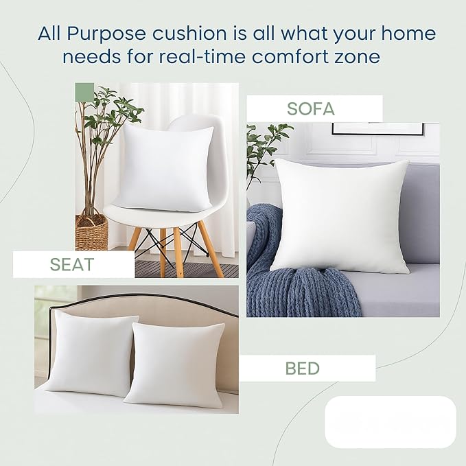 LANE LINEN 12x20 Throw Pillow Inserts Set of 4, Oblong, Fluffy - White | Traditional Solid Pillow Inserts For Lumbar Back Support - Indoor Home Decor Use, Fluffy Down Alternative Fill, Vacuum Packed