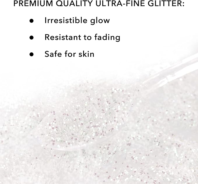 Nail Glitter - Hollographic White Fine Glitter in Jar - 4 Oz Glitter for Crafts - Glitter for Slime - Face Glitter - Candle Glitter - Body Glitter