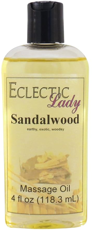 Sandalwood Massage Oil, 4 oz, With Sweet Almond Oil and Jojoba Oil