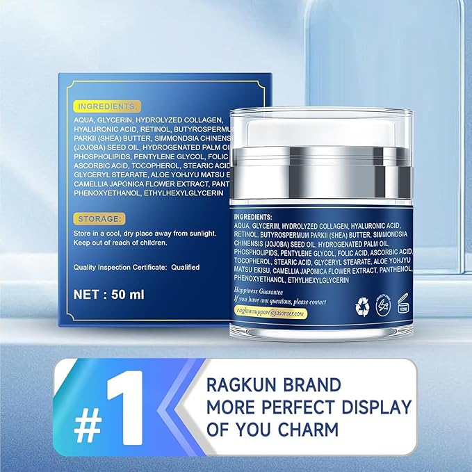 Retinol Cream for Face, Collagen Neck Creams for Tightening and Firming, Anti Aging Day & Night Facial Moisturizer for Women & Men, Instant Face Lift Wrinkle Cream 2-Pack
