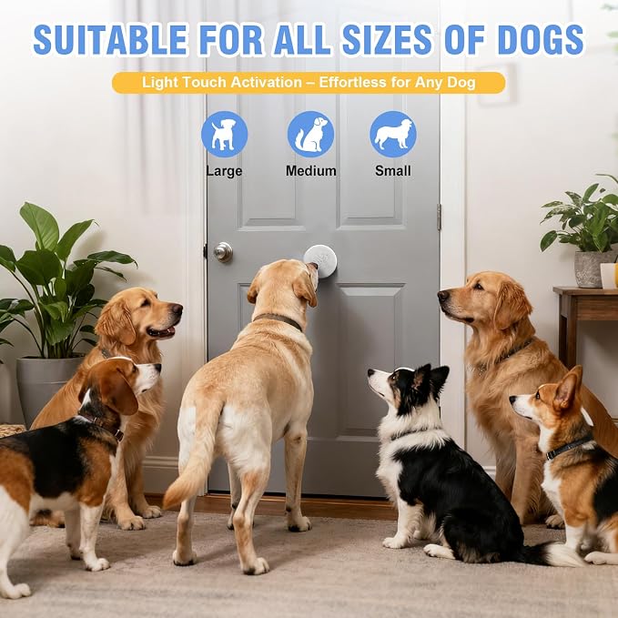 ChunHee WiFi Smart Dog Door Bell for Potty Training to Go Outside–Wireless Doggy Doorbell with Tuya Phone Notification–Waterproof Touch Button and Adjustable Volume, Multi-User Alerts(1 Dog Buttons)