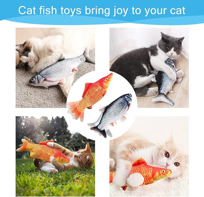 Tocirelo Cat Toys Interactive Flopping Fish with Catnip, Kitten Kicker Toy