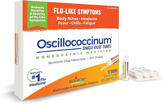 Boiron Oscillococcinum for Relief from Flu-Like Symptoms of Body Aches, Headache, Fever, Chills, and Fatigue - 12 Doses