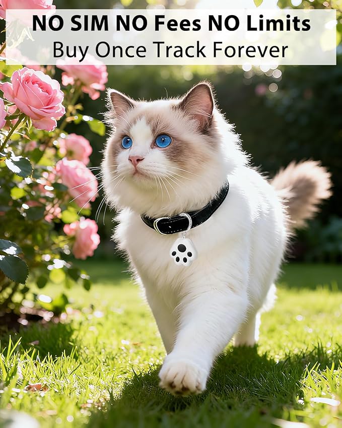 Pet GPS Tracker for Dog and Cat: Dogs and Cats Small Tracking Tag for Google and iOS with No Subscription No Fee - Smart Pets Trackers Waterproof Dustproof Extra Long Batteries Life of 360 Days