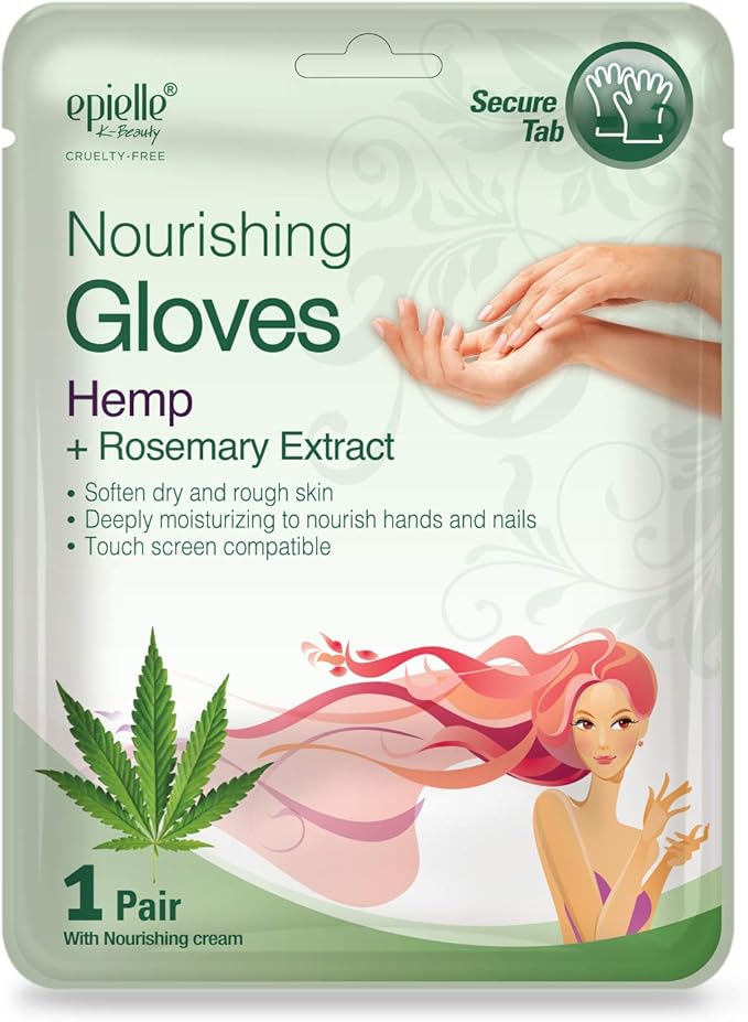 Epielle Nourishing Hand Mask 6 Pairs, Repair and Soften with Hemp & Rosemary Extract, Deep Moisturizing Gloves for Dry, Cracked Hands, Self Care Gifts for Women, Spa Kit, Stocking Stuffers