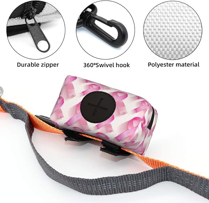 Breast Cancer Pink Ribbons B Print Dog Poop Bag Holder