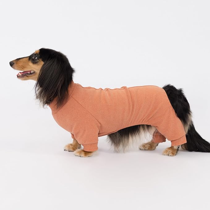 Fitwarm 2 Pack Lightweight Fleece Dog Pajamas, Thanksgiving Outfit for Small Dogs Boy Girl, Cozy Pet Onesie with Feet, Orange, Brown, Large
