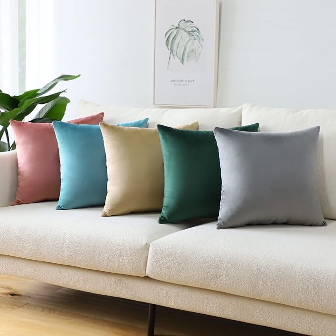 Artscope Luxury Velvet Pillow Covers Super Soft Decorative Square Throw Pillow Covers Case Cushion Covers for Sofa Couch Bedroom Car Decor 22x22 Inch Jam