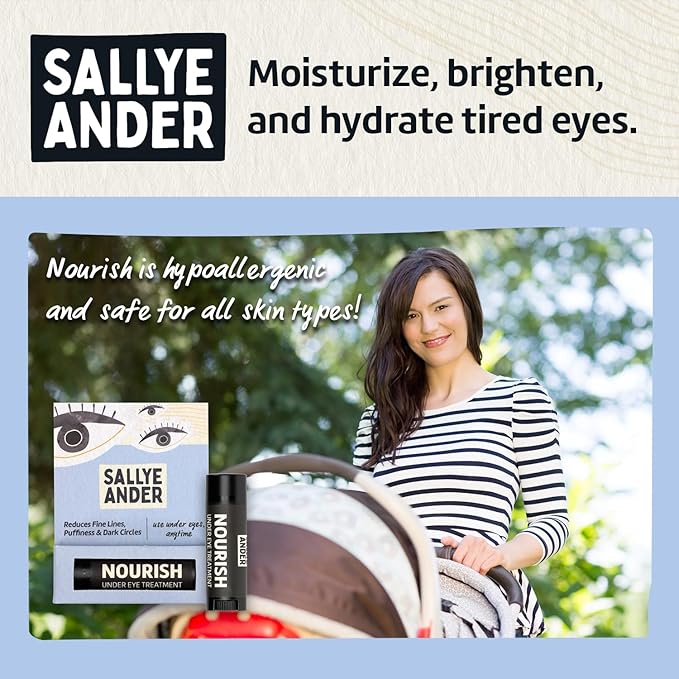 SALLYEANDER Nourish Under Eye Treatment - Soothing Stick for Dark Circles and Puffiness - Hydrating Shea, Cupuacu and Cocoa Butter - Gently Restore Tender Under Eye Skin - Handmade, Organic Balm
