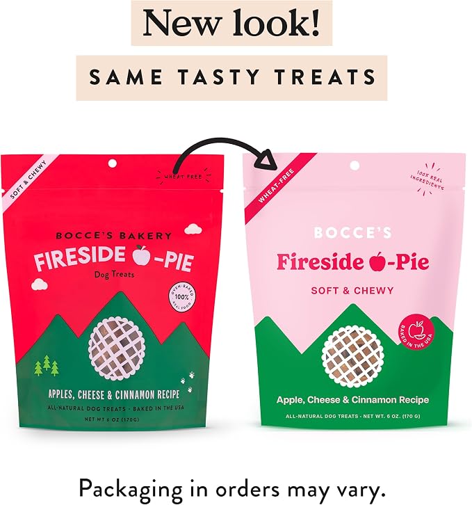 Bocce's Bakery Fireside Apple Pie Flavor Soft & Chewy Dog Treats, 6 oz | Oven Baked, Wheat-Free Everyday Dog Treat Cookies - Made with Real, Limited Ingredients and Baked in The USA
