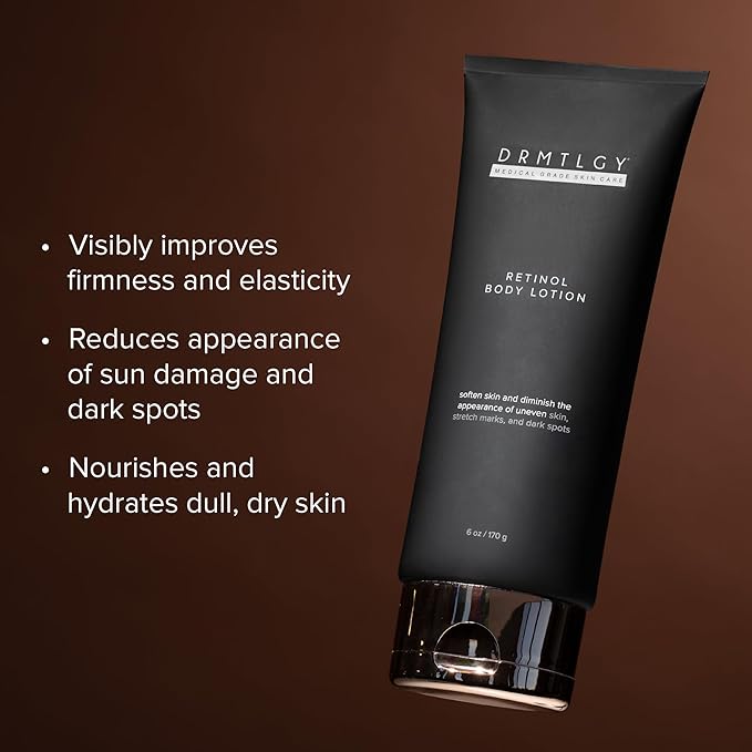 DRMTLGY Retinol Body Lotion – Firming Anti-Aging Body Cream for Crepey Skin, Stretch Marks & Sun-Damaged Skin – Hydrating Retinol Lotion with Ceramides & Shea Butter