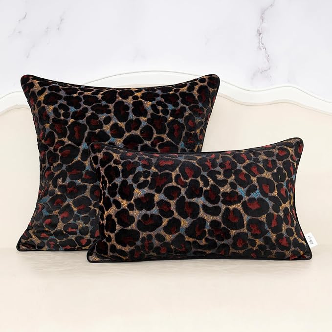 Alerfa Black Floral Throw Pillow Cover 18 x 18 Inch Cut Velvet Sqaure Luxury Decorative Pillow Cover for Couch Living Room Bedroom