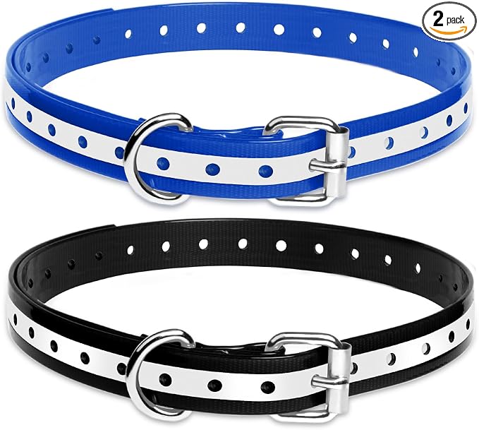 Shock Collar Replacement Strap 2-Pack - Compatible with Jugbow, Garmin, Patpet | 3/4 Inch Adjustable TPU Collar for Dogs | Waterproof & Reflective Design for Training, Walking