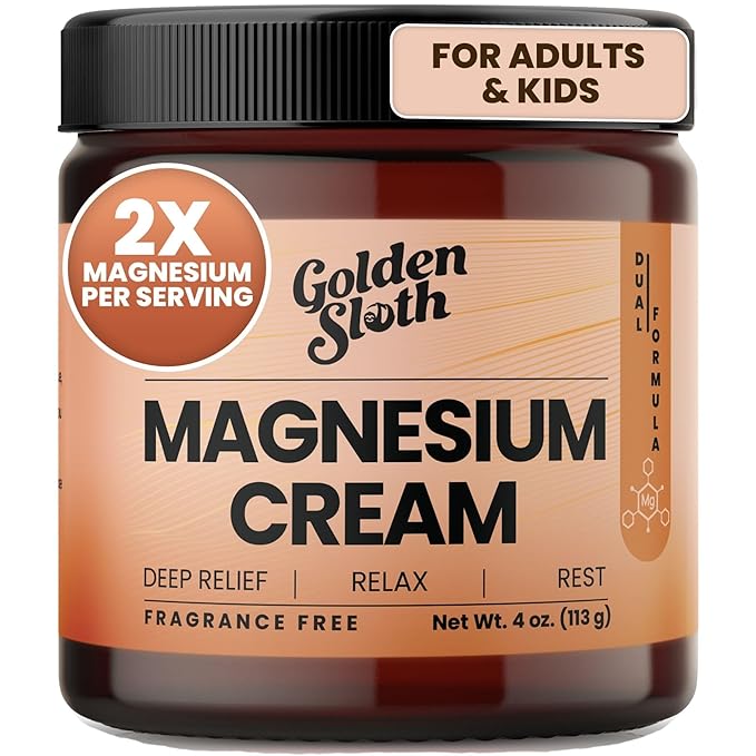 Magnesium Lotion for Sleep, Muscle Soreness & Cramps Relief - Unscented - For Kids & Adults - 2 Types of Magnesium, Made in USA, All-Natural - Calming Magnesium Cream