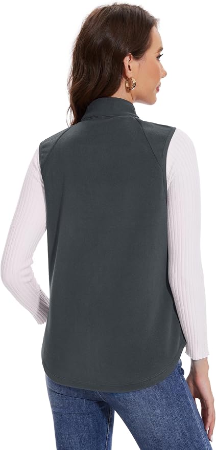 MAGCOMSEN Women's Fleece Vest with Zipper Pockets Zip Up Sleeveless Jackets Lightweight Soft Warm Polar Vest Outerwear