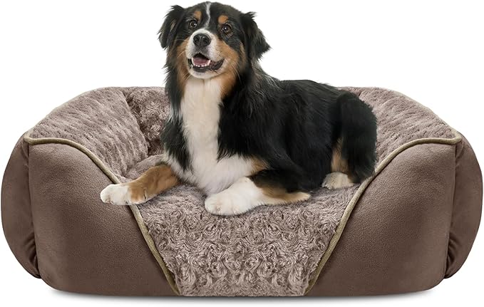X-Large Dog Bed Rectangle Washable Orthopedic Soft Calming Sleeping Durable Pet Cuddler with Anti-Slip Bottom