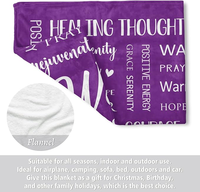 Warm Hugs Healing Blanket, Get Well Gifts for Women Men | After Surgery, Breast Cancer Gifts for Women Friends, Inspirational Blanket, Soft Comfort Throw Blankets 50" x 60"