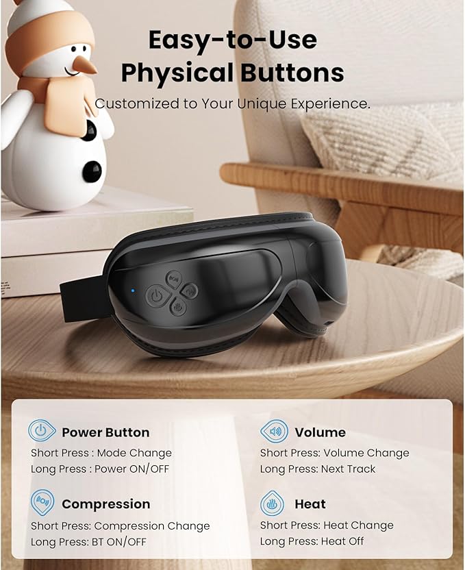 BOB AND BRAD Eye Massager, EyeOasis 2 Temple Massager with Heat, Smart Eye Mask Massage for Migraine with BT Music, Reduce Dry Eyes Improve Sleep, Christmas Birthday Gifts for Women Men Dad