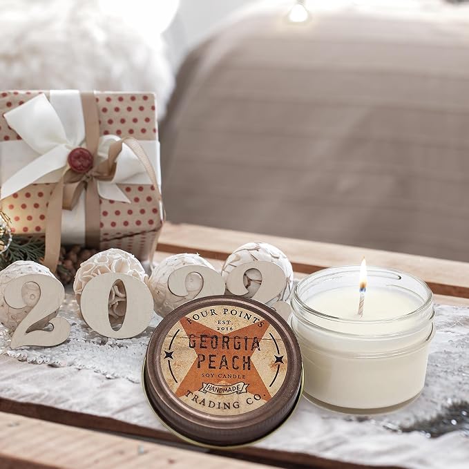 Fresh Georgia Peach Scented Candle with Jar - Soy Candle - Aromatherapy Candle - Great for Birthday, Wedding, Grandma, Mom, Women, Teacher Gifts, and Gift Baskets, Apartment Decor (4 Oz) | Aromatherapy, With Jar, Great for Birthday, Wedding, Grandma, M...