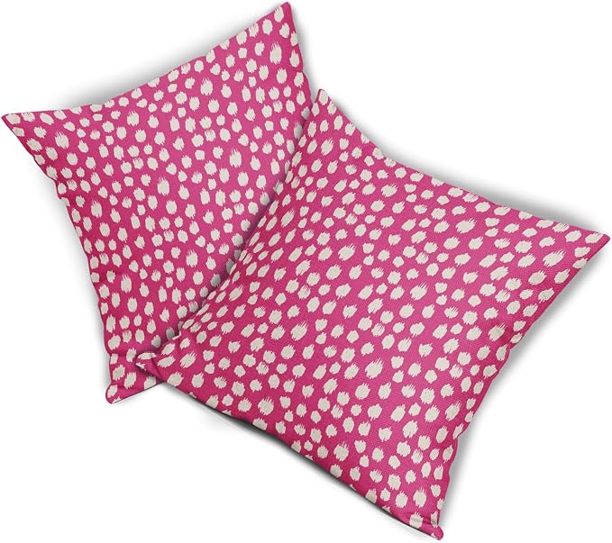 Sweetshow Hot Pink Cream Dots Pillow Covers 24x24 Set of 2 Boho Design Polka Dot Throw Pillows Modern Trendy Print Outdoor Decorative Pillowcase Square Linen Cushion Cases Decor for Sofa Couch Bed