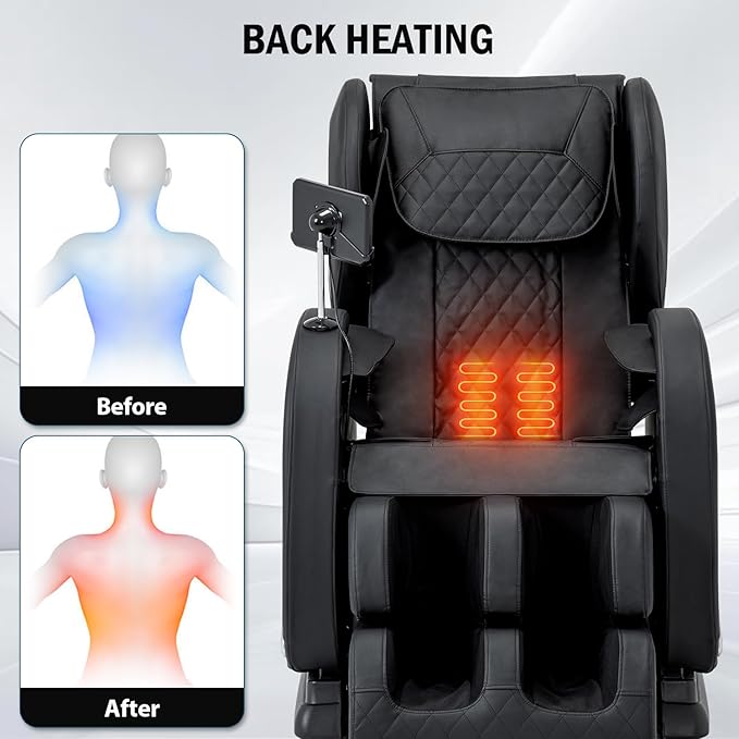 Zero Gravity Massage Chair - 8 Fixed Rollers Full Body Shiatsu with Back Heat, Foot Roller & Air Compression - Relieve Back Pain for Sedentary Workers/Elderly (Home Office Use)