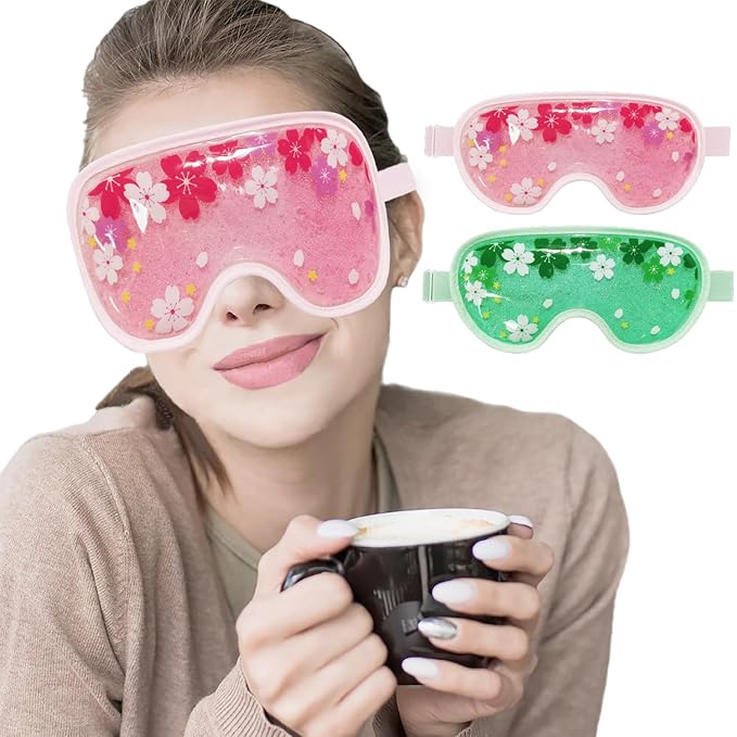 ZNÖCUETÖD Ice Eye Mask Cold Gel Cooling 2 Packs Reusable for Dark Circles and Puffiness, Cold Compress Eye Ice Pack for Dry Eyes, Migraine, Stress Relief Christmas Gift