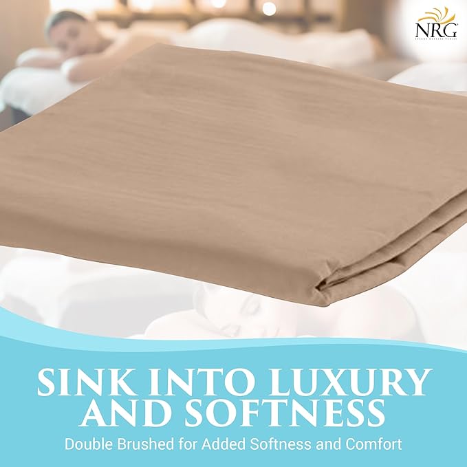NRG Deluxe Flannel Flat Massage Sheet for Massage & Spa Table linens (Natural)