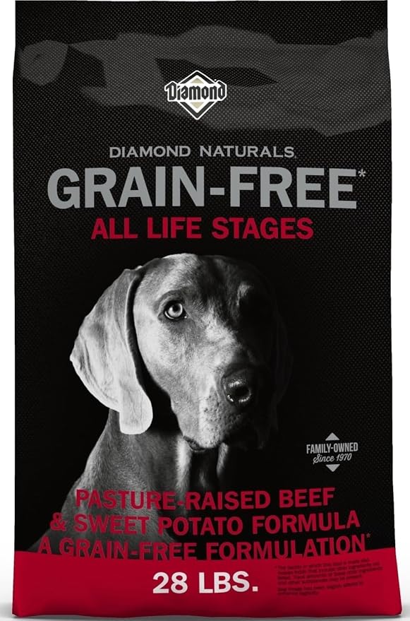 DIAMOND NATURALS Grain-Free Dry Dog Food, Pasture-Raised Beef, 28lb | Puppy, Adult & Senior Dogs | Real Beef & Sweet Potatoes for All Day Energy | Guaranteed Probiotics for Digestive Support