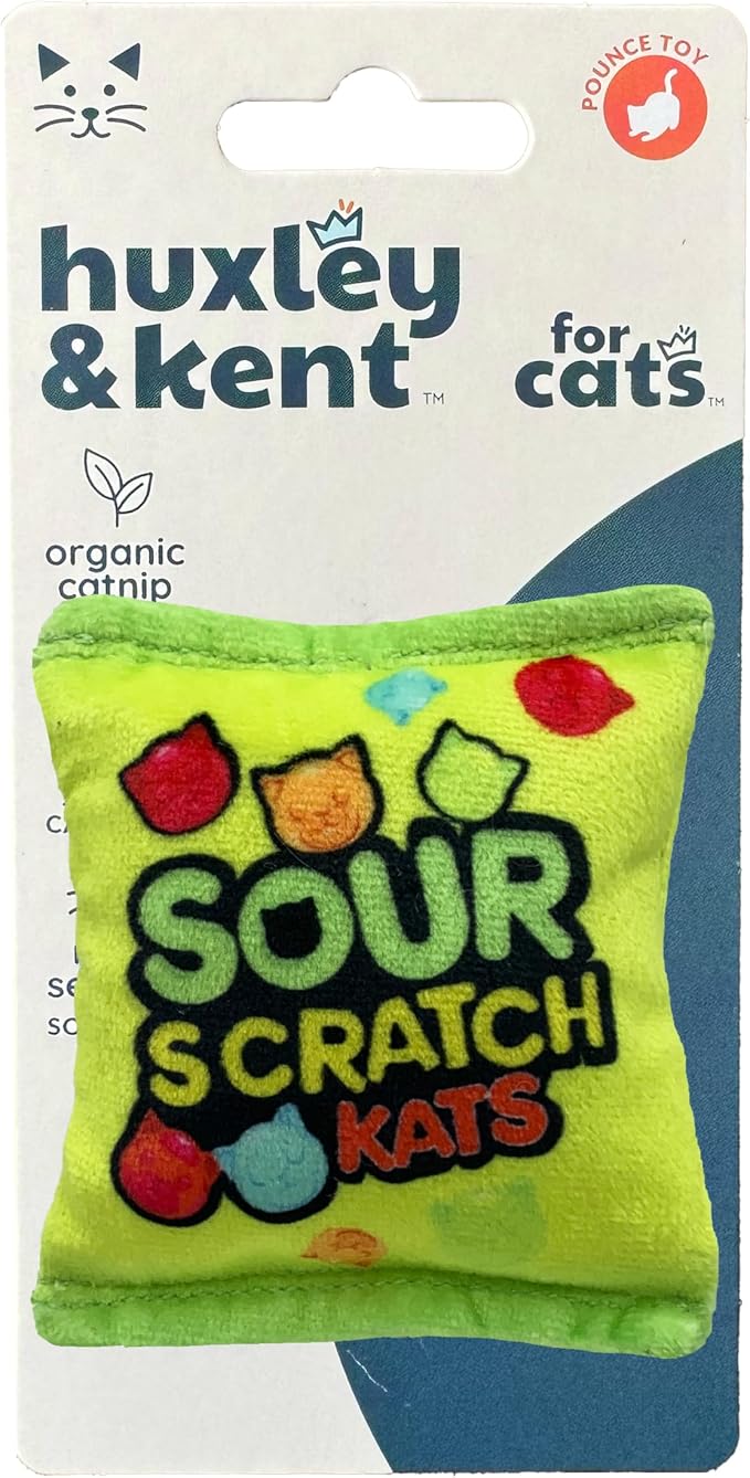 Huxley & Kent Plush Cat Toy - Interactive Catnip Toy for Cats & Kittens - Soft with Crinkle & Catnip - Fun Indoor Play - Sour Scratch Kats