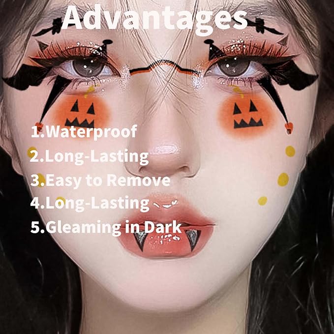 1 Pcs Freckles Face Tattoo, Halloween Prank Makeup Temporary Tattoo, Children's Face Stickers, Halloween Face Tattoo Stickers, Pumpkin Sticker, Glow Up Makeup