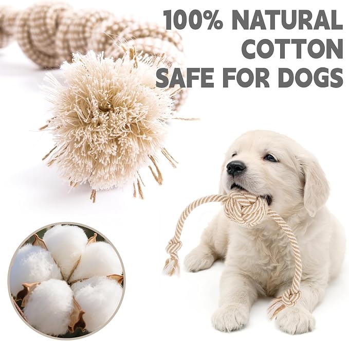 Dog Rope Toy for Small Dog 3pcs, Natural Chew Toys for Puppy, Medium Dogs