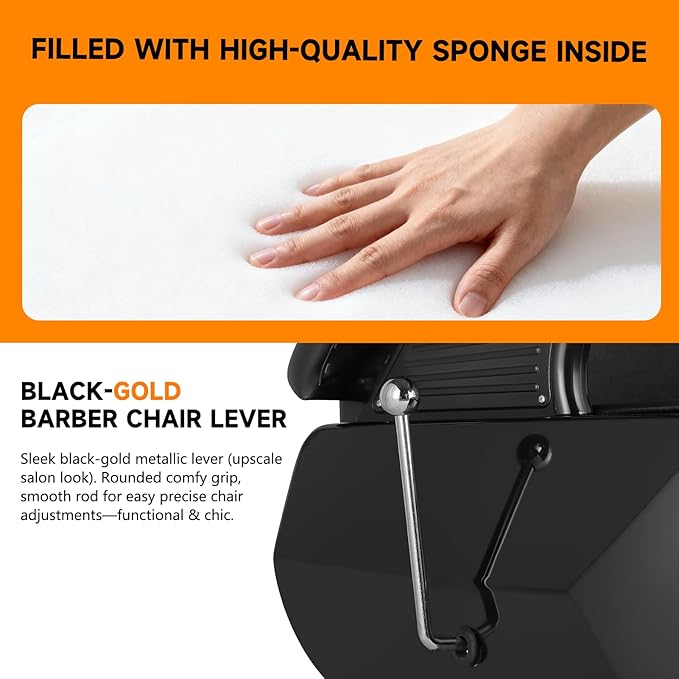 Barber Chair Hydraulic Reclining Salon Chair Styling Chairs Hair Chair 360 Degrees Rolling Swivel Barber Chairs for Barbershop Hair Salon Black