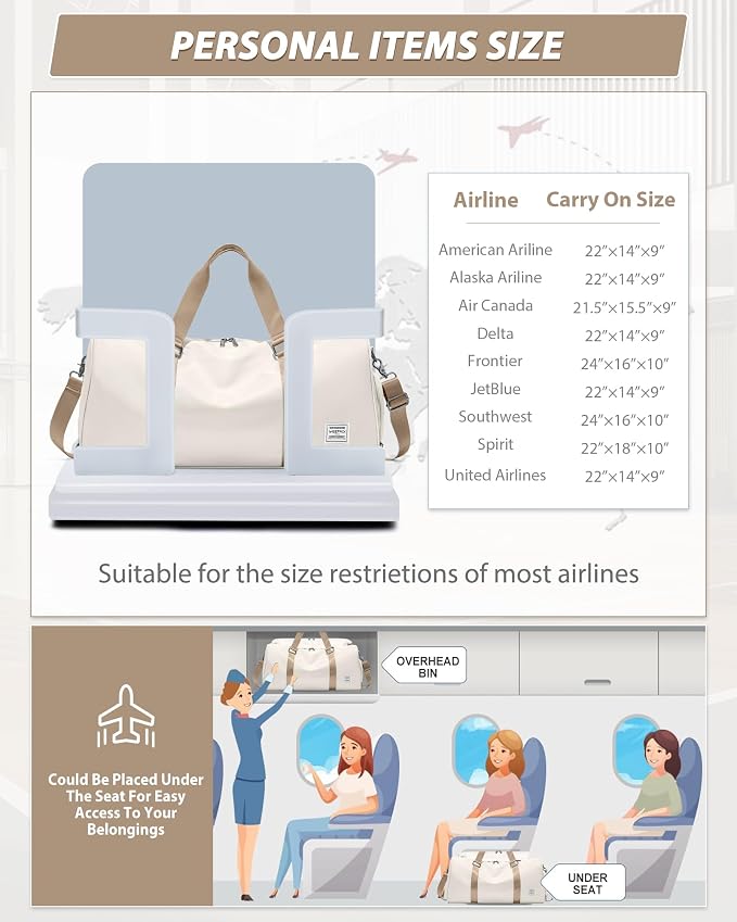 Travel Duffle Bag,Weekender Overnight Bags for Women with Shoes Compartment,Tote Gym Bag Personal Item Carry On Bag for Travel Business Trips Sport Hospital Dance Beige Brown