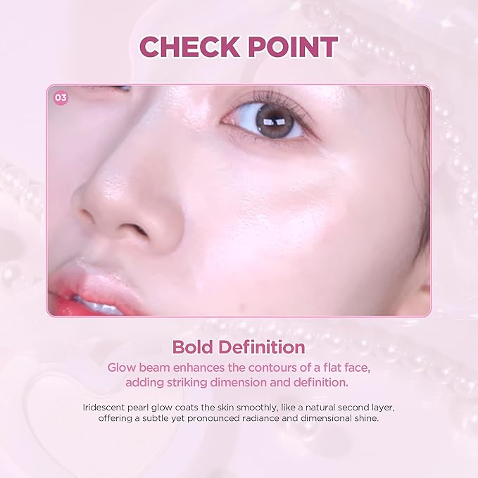lilybyred Luv Beam Glow Veil | Korean Heart-Shaped Highlighter, Illuminating Shimmer, Radiant Glow, Silky Powder Texture, Buildable & Blendable, Lightweight & Long-Lasting, 0.11 oz. (01 Dreamy Beam)