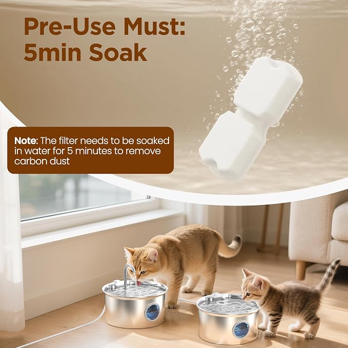 GIOTOHUN Cat Water Fountain Filter Replacement: 24 Cat Fountain Filter - 24 Pet Fountains Filters - 12 Filters & 12 Sponges - Suitable for ATMZIQXR GIOTOHUN KOOGMOON UMOCUOY IHOUONE HOOISE