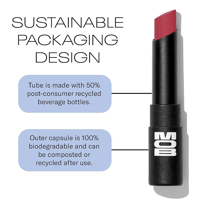 MOB Beauty Soft Matte Lipstick M144 – Muted Rose | Weightless, One-Swipe Color Infused with Skincare | Vegan, Silicone-Free, Cruelty-Free Formula in a Biodegradable Capsule