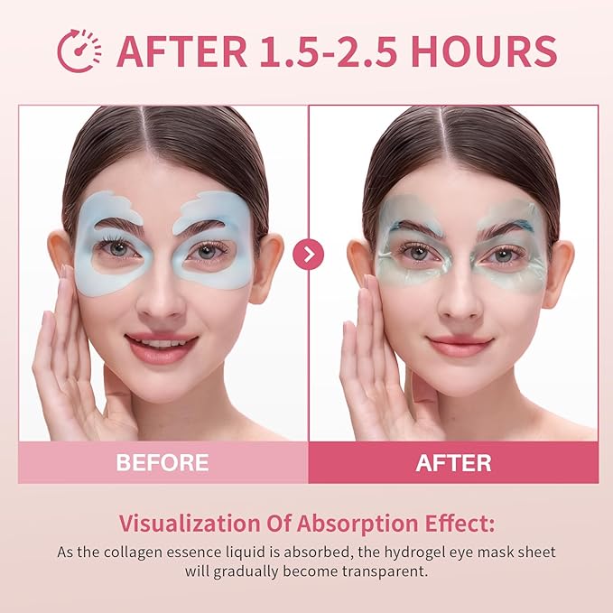 Bio-Collagen OK Eye Mask, Firming & Hydrating Under Eye Patches for Puffy Eyes and Dark Circles, Deep Moisturizing & Soothing Eye Mask for Women and Men - 6 Pairs, Mystery White