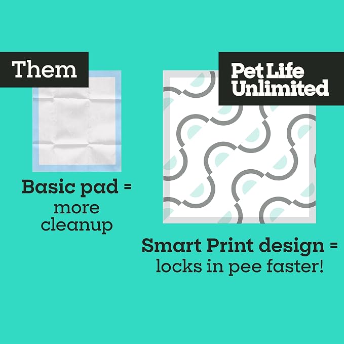 Pet Life Unlimited Smart Prints Large Puppy Pads for Dogs, Potty Training Pee Pads, 84 Count, 22" x 22", Leak-Proof, Super Absorbent, Quick-Dry, Patterned Pads with Odor Control, Made in USA