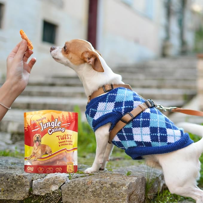 Jungle Calling Chicken & Sweet Potato Dog Treats, Rawhide Free Soft Chews | Natural High-Protein Training Treats, Grain-Free, Stomach-Friendly, No Artificial Colors, Ideal for Daily Rewards, 6 Oz