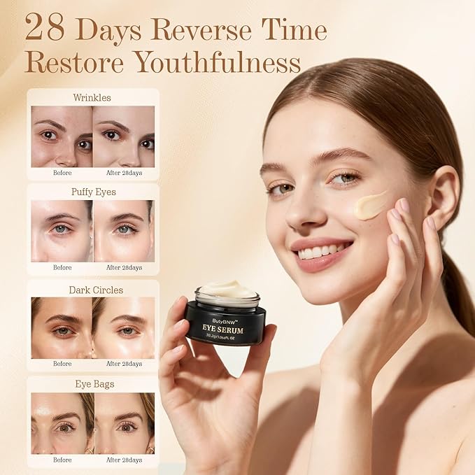 Retinol Eye Serum for Dark Circles & Puffy Eyes, Anti-Aging & Moisturizing, Firming & Brightening Treatment to Hydrate & Refresh, 1.06 fl oz