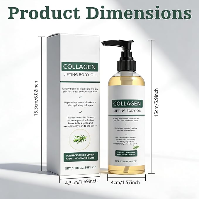 2 Packs Hydrating Collagen Oil For Body & After Shower,Collagen Lifting Body Oil After Shower Moisturizer Collagen Body Oils For Women & Men Lightweight Non-Greasy(1pcs*3.38 Fl Oz)