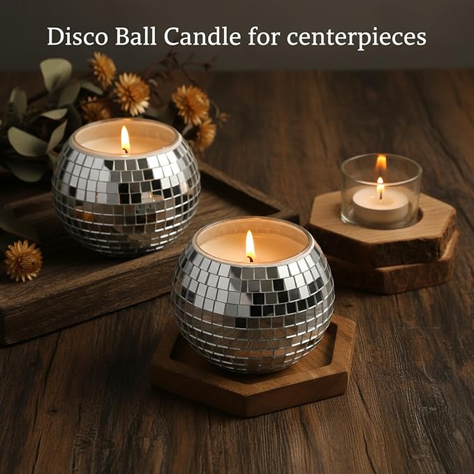 12 PCS Disco Ball Candle Holder, 6.6x4.9cm Disco Ball Party Decorations Multifunctional Discos Flower Vase for Wedding Centerpieces,Birthday,Office,Bedroom Decor