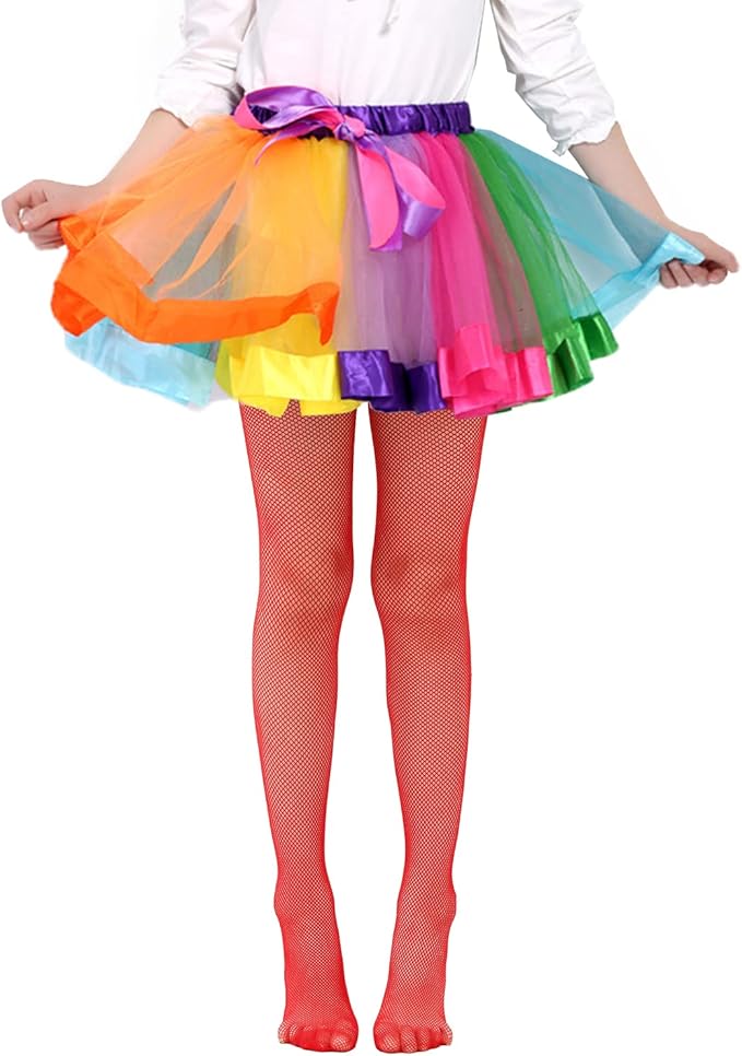 Girls Fishnet Stockings for Princess Dress High Waist Mesh Tights Cute Pattern Knit Socks
