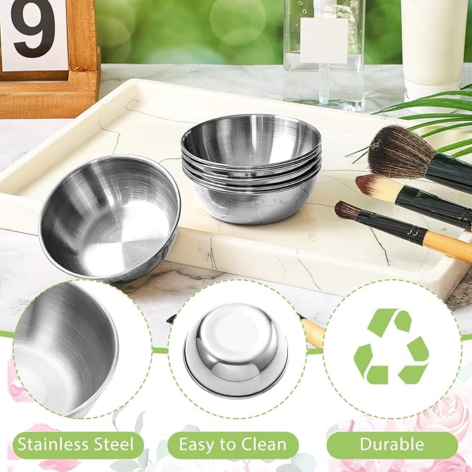 12 Pcs 3.23 In DIY Face Mask Bowl Stainless Steel Esthetician Facial Mask Bowl Small Facial Esthetician Supplies for Women Skincare Products Lady Home Salon Cosmetic Beauty (Silver)